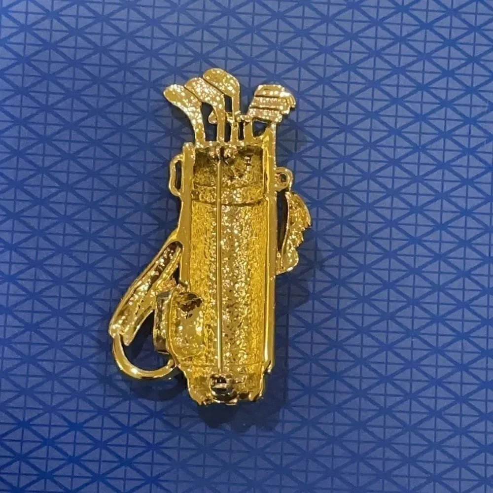 Vintage Signed CAJC Rhinestone Golf Club Brooch